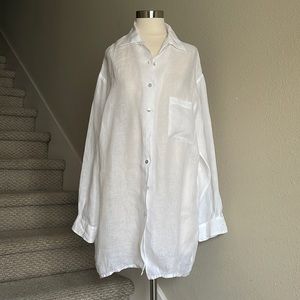 Edith Mezard Sz L Provence Lumiers Gauzy White Linen Shirt